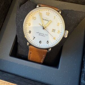 Shinola Canfield 43mm with Chestnut Brown Leather Strap